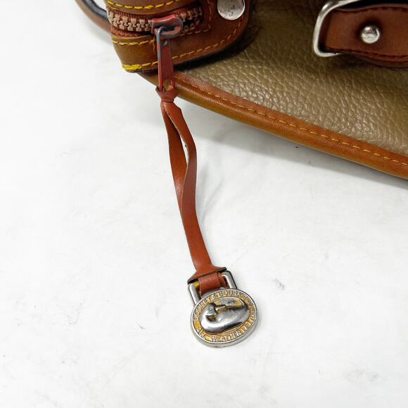 Vtg 90s Dooney & Bourke All-Weather Pebbled Leather Satchel Bag Purse Tan/Brown - Picture 6 of 14